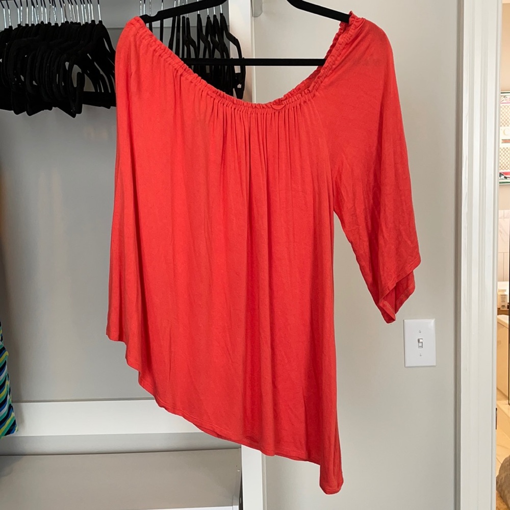 One Shoulder Orange Top